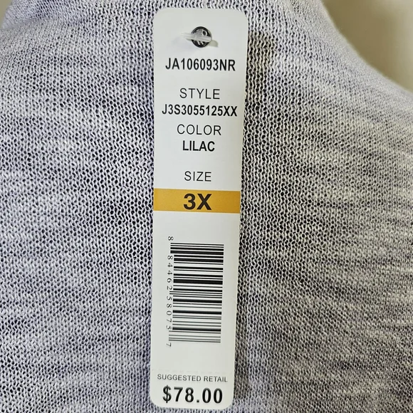 Joseph A Lilac Lightweight Open Front Cardigan 3X Flowy Drape NWT Soft - Picture 5 of 11